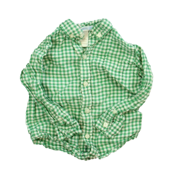 Janie and Jack Boys Green | White Button Down Long Sleeve size: 18-24 Months - Picture 2 of 2